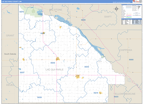 Lac qui Parle County, MN Zip Code Map